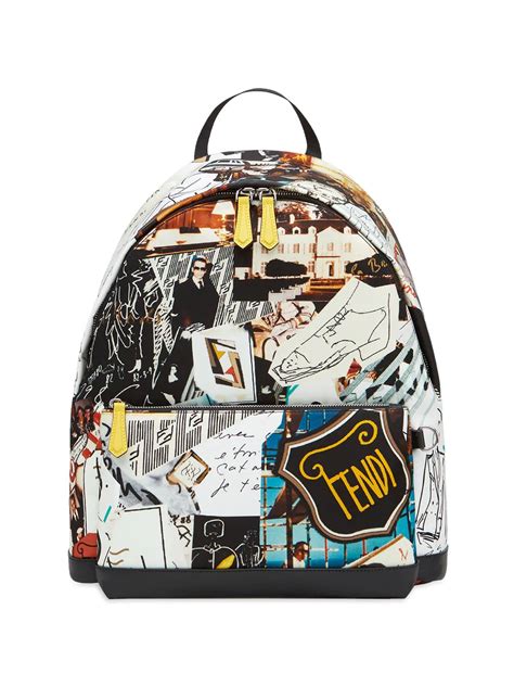 fendi karl kollage|Fendi Karl Kollage Backpack Printed Nylon with Leather .